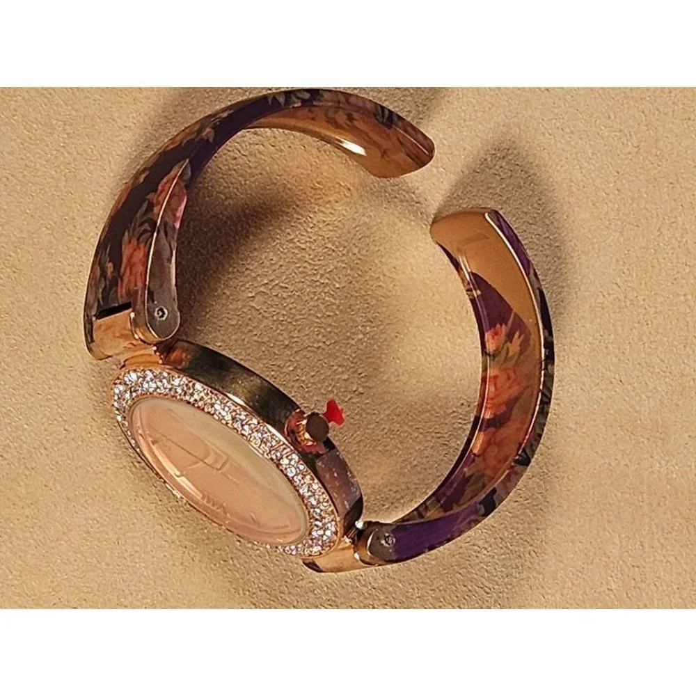 NIB Womens Croton‎ Manhattan Watch with Bronze Tone Rhinestone Bezel